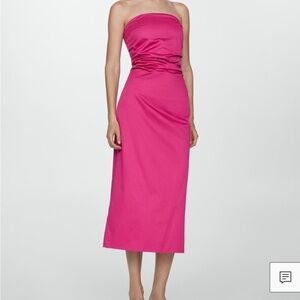NWT MANGO Elegant Pink Strapless Dress